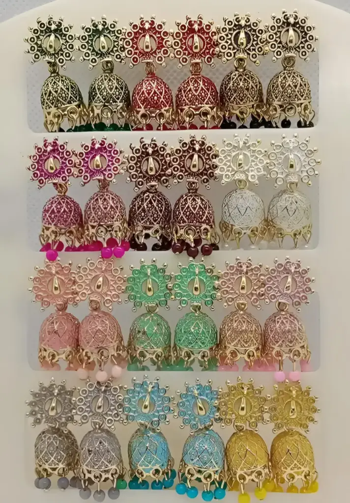 Ethenic Western India Oxidized Gold Plated small Jhumka Earring (Combo Of 12 Pair)