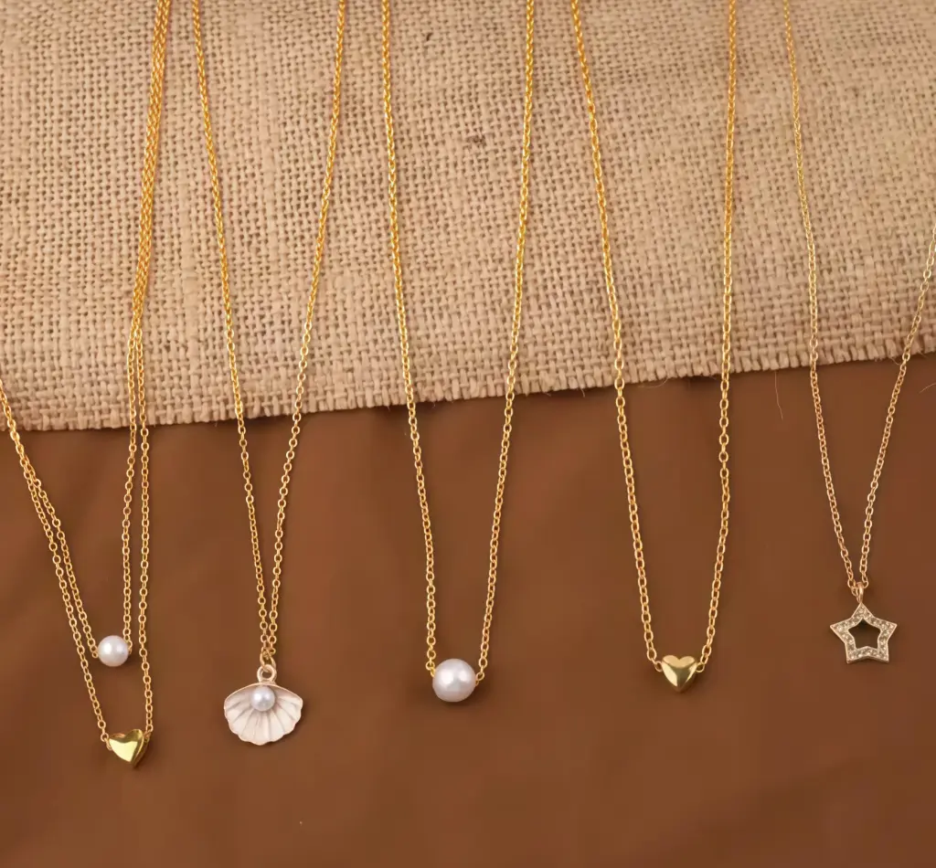 Elegant Pearl & Stone Necklace Combo – 5 Designs