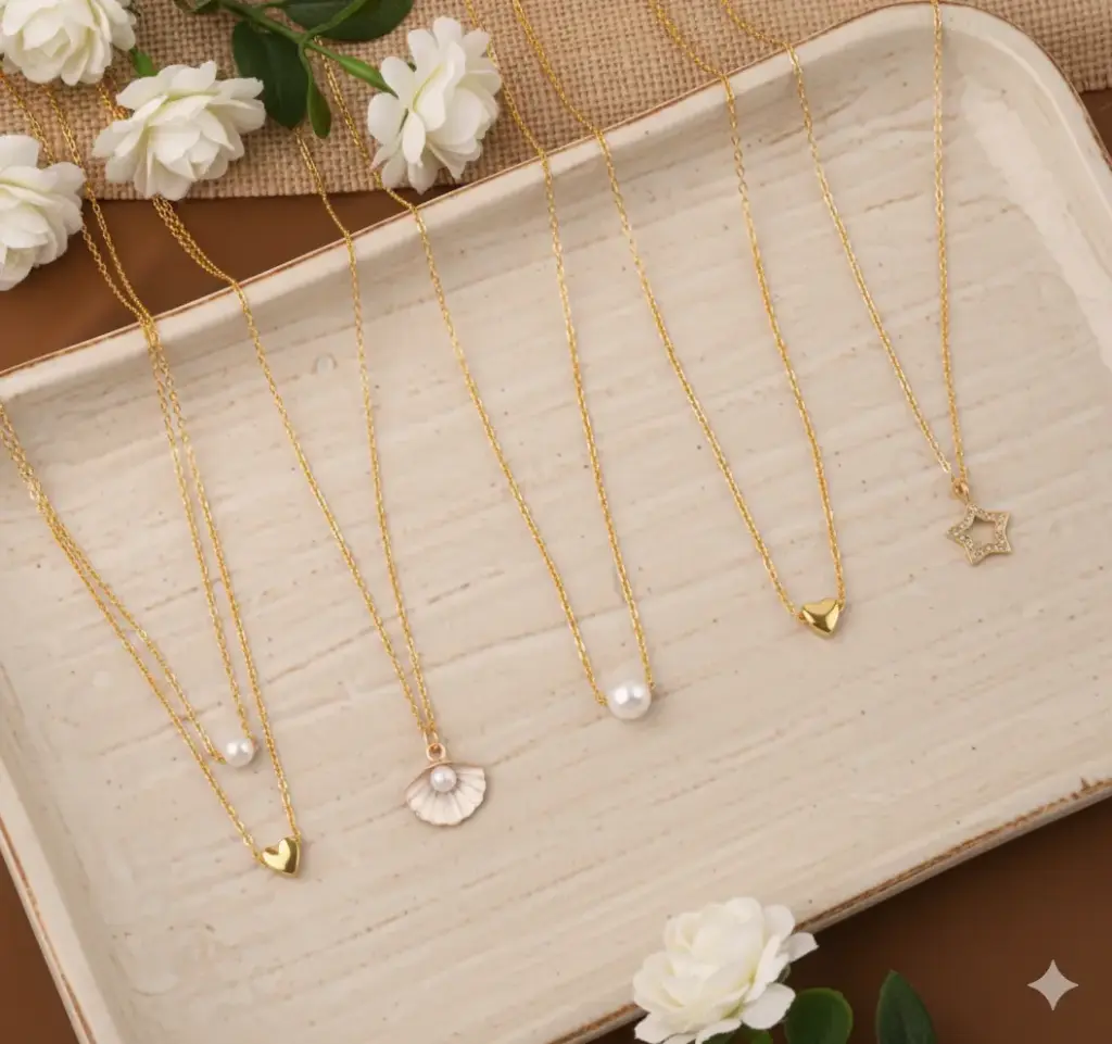 Pearl & Stone Necklace Combo – 5 Designs