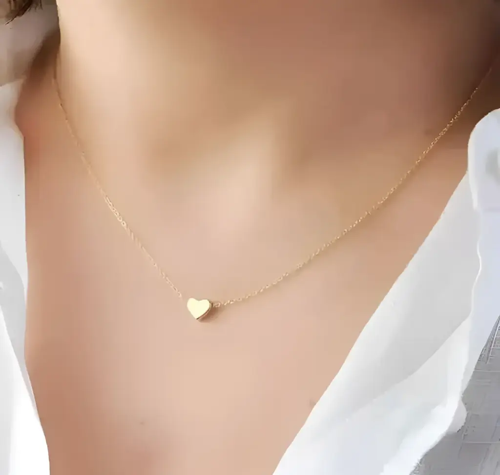 Gold Heart Shape Necklace Chain Fancy Micro Gold Plated Pendent 