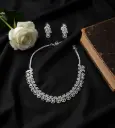 Rhodium Plated Jewellery Set with White Austrian Diamond